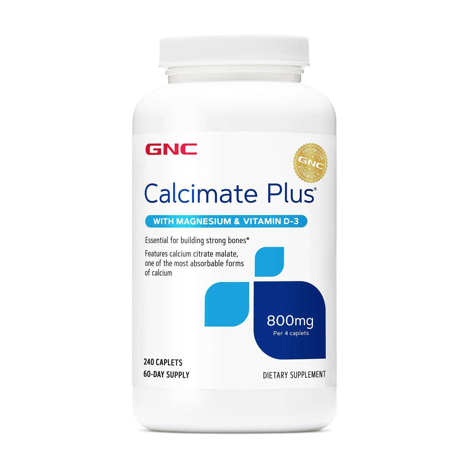 Calcimate Plus&reg; Magnesium &amp; Vitamin D-3 800mg - 240 Caplets (60 Servings)  | GNC